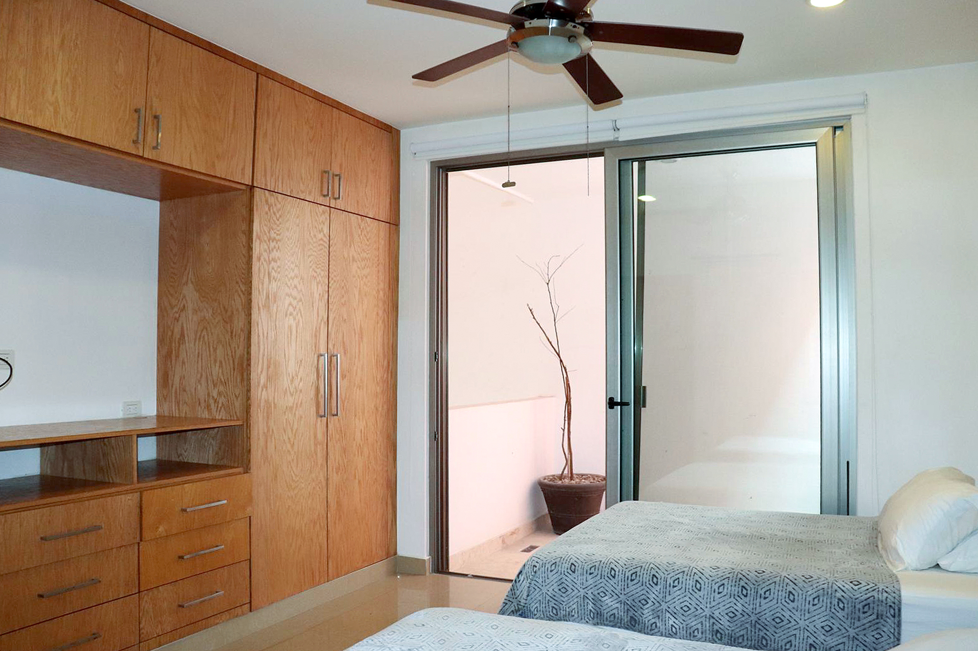 2 BR Studio One Condo — S1-202 - Bedroom 2 - 2 Double Beds + TV + Balcony