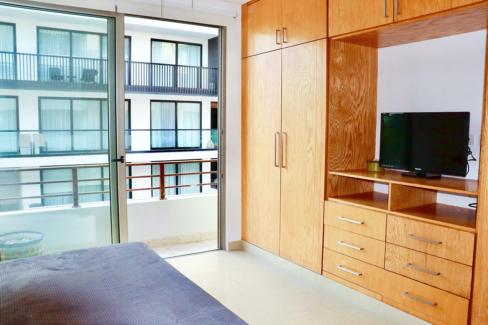 2 BR Studio One Condo — S1-202 - Bedroom 1 - King Bed + TV + Balcony